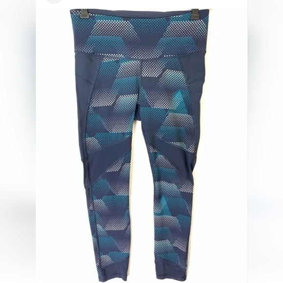 Athleta Kinetic Stealth Mesh Women's 7/8 Tight Leggins Stretch Multicolor Medium - Picture 1 of 12